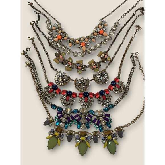 J.Crew Jewelry Lot 10 Pieces Swarovski Rhinestone Statement Necklaces Earrings & - Picture 3 of 16